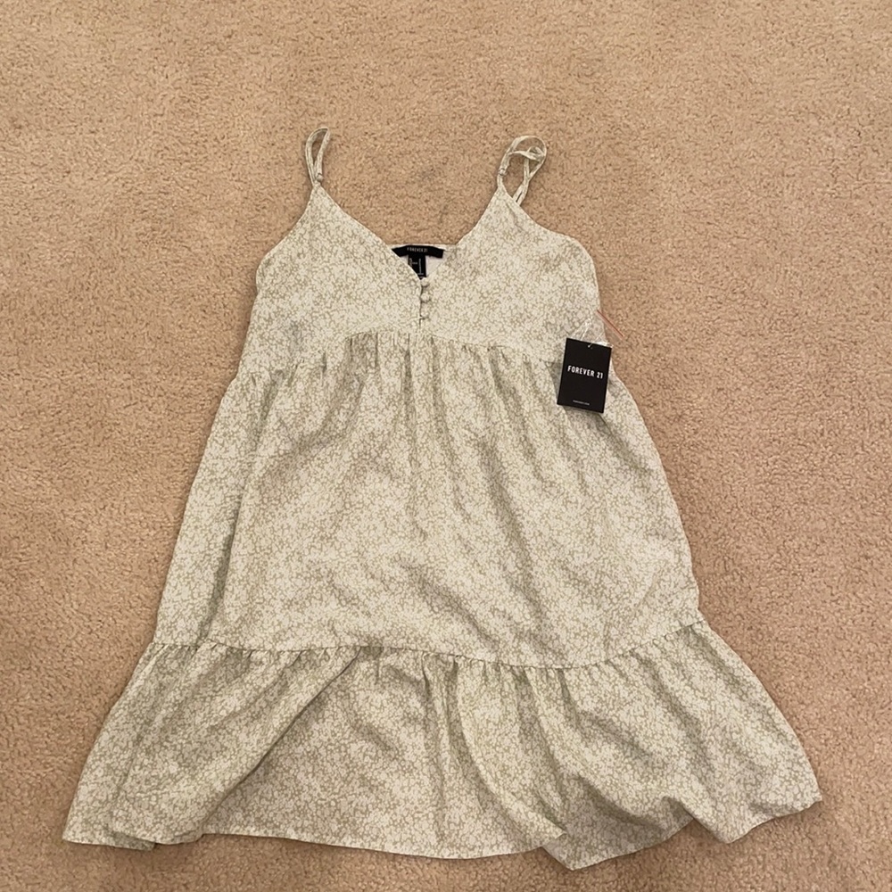 Forever 21, Trendy, green&white flower print, flo dress size S